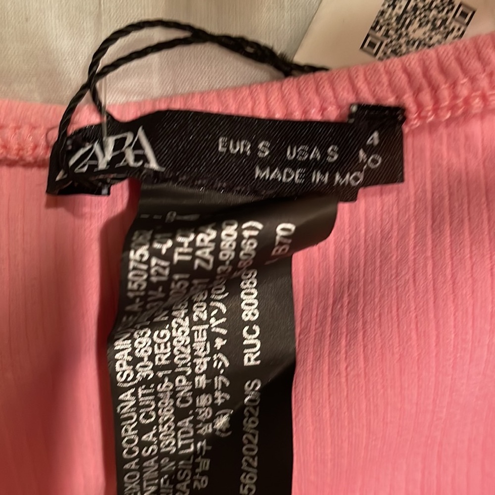 NWT Zara Pink short sleeve bandeau/bralette/bikini top in pink size small - Picture 4 of 5